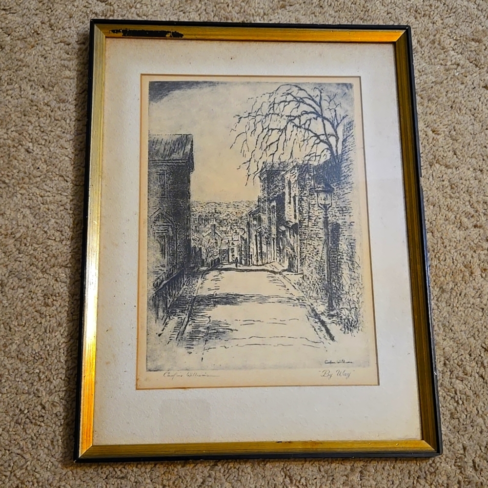 15.25" x 11.5" CAROLINE WILLIAMS VINTAGE SIGNED, FRAMED, MATTED PRINT "BY WAY"